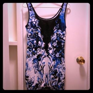 Bebe Floral Print Lace Detail Dress XS